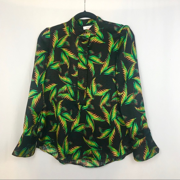 A.L.C Gosford Silk Palm Leaf Print Blouse - Picture 4 of 8